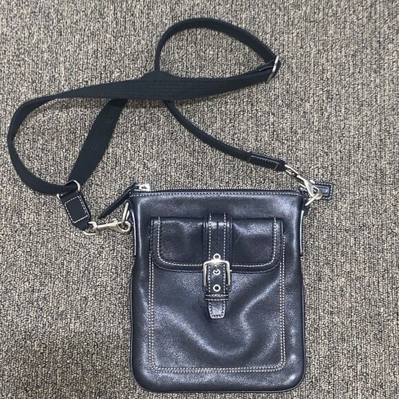 Coach Hamilton Luxury Designer Leather Swing Pack Black w/Silver Runway Vintage - Picture 1 of 16